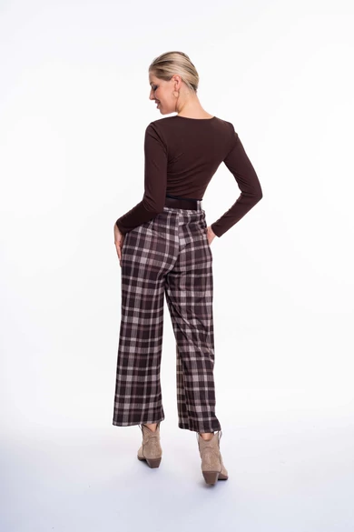 Mayo Chix – Valentina Kockás Sötétbarna Nadrág