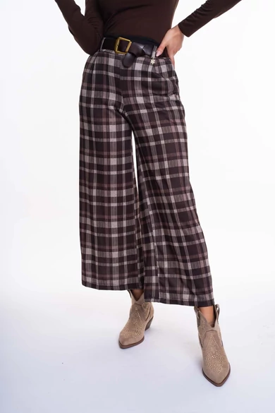 Mayo Chix – Valentina Kockás Sötétbarna Nadrág