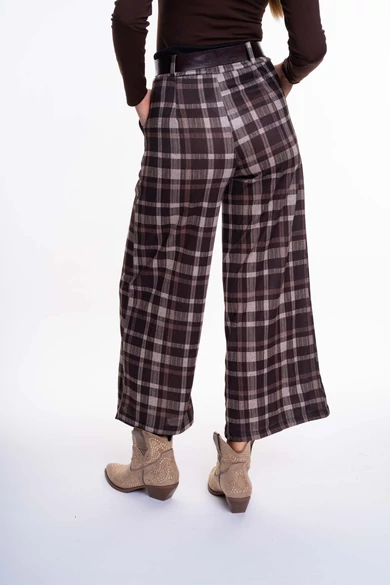 Mayo Chix – Valentina Kockás Sötétbarna Nadrág