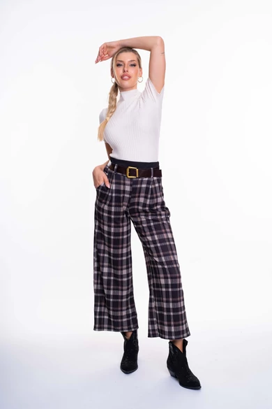 Mayo Chix – Valentina Kockás Fekete Nadrág