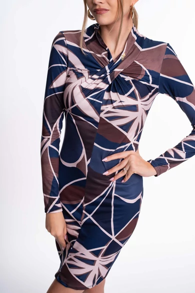 Mayo Chix - Betty Mintás Sötétbarna-Kék Ruha