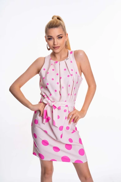 Mayo Chix - Brigitte Bézs-Pink Pöttyös Ruha
