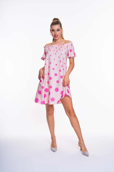 Mayo Chix - Fran Bézs-Pink Pöttyös Ruha