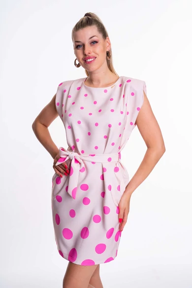 Mayo Chix - Rodonit Bézs-Pink Pöttyös Ruha