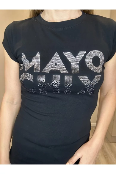 Mayo Chix - Light Átmenetes Strasszos Fekete Póló