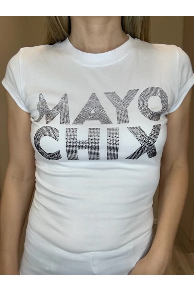 Mayo Chix - Light Átmenetes Strasszos Fehér Póló