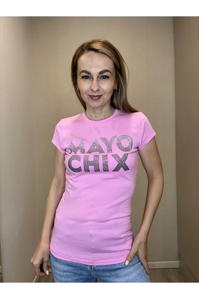 Mayo Chix - Light Átmenetes Strasszos Rózsaszín Póló