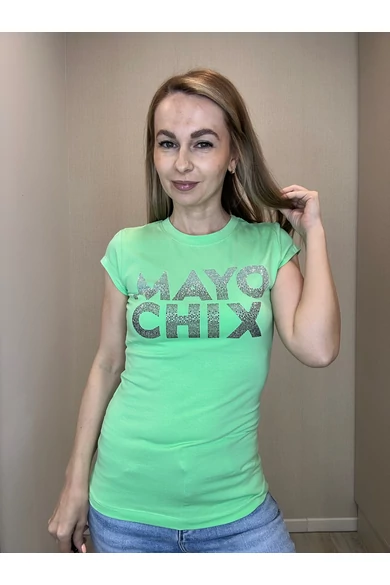 Mayo Chix - Light Átmenetes Strasszos Menta Póló