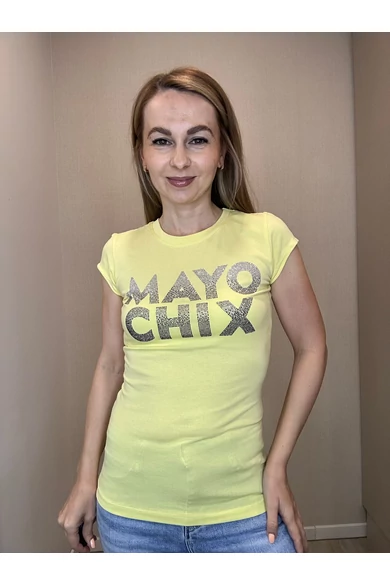 Mayo Chix - Light Átmenetes Strasszos Sárga Póló