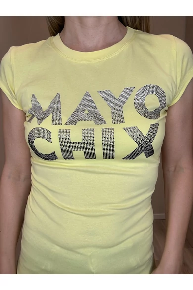 Mayo Chix - Light Átmenetes Strasszos Sárga Póló