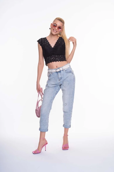 Mayo Chix - Elza Világoskék Farmernadrág/Mom Fit
