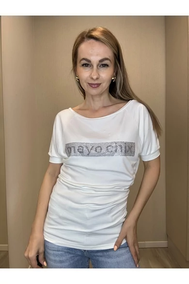 Mayo Chix – Jenna Strasszos Ecrü Felső