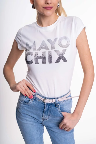Mayo Chix - Light Fehér Póló/Átmenetes Strassz