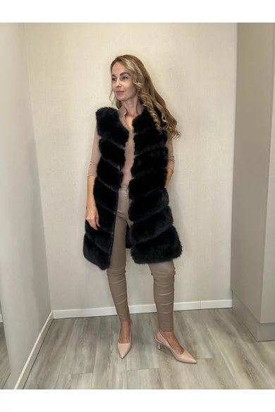 BEST - Műszőrme Fekete Mellény