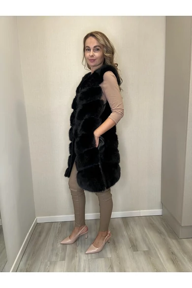 BEST - Műszőrme Fekete Mellény