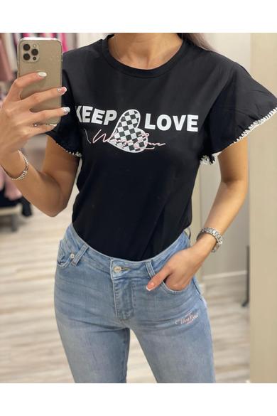 Warp Zone - Keep Love Fekete Felső