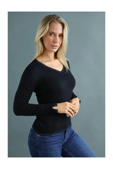 Warp Zone - Fekete Kötött Pulóver